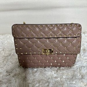 Studded genuine leather bag